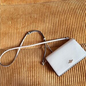 Coach White Pebbled Leather Crossbody Flap bag